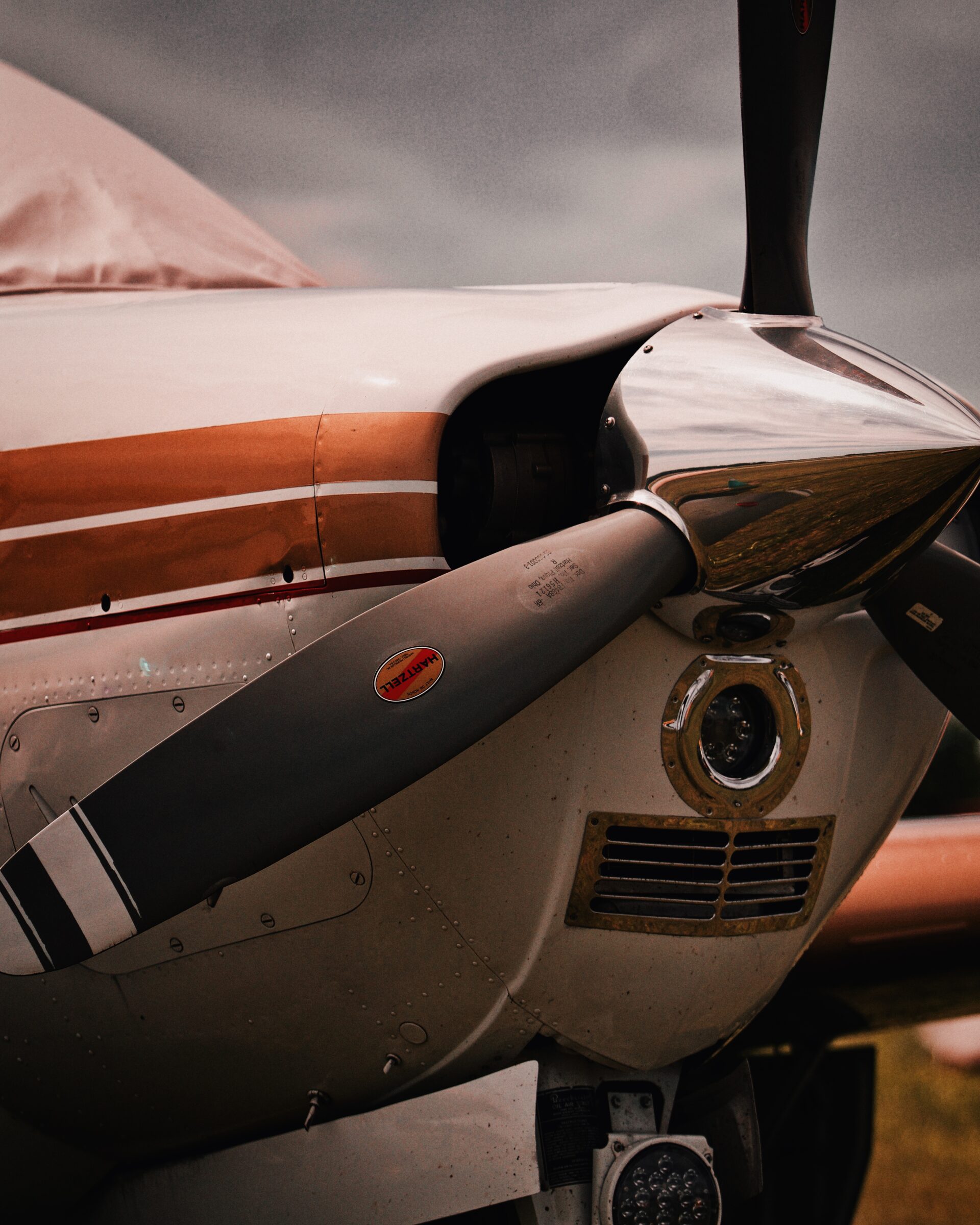 Parked single-engine airplane propeller — aircraft detailing at Santa Monica Airport by Logan's Aircraft Detailing
