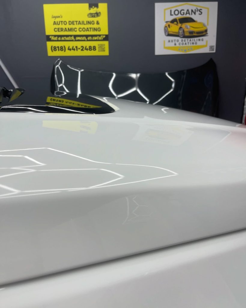 Mirror-gloss paint finish after detailing at Logan's in Van Nuys